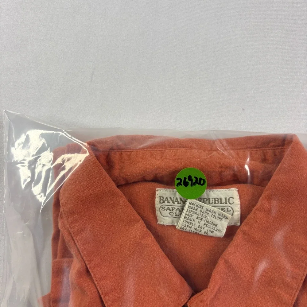 Vintage Banana Republic Safari Shirt‎ Mens Medium Orange Button Up Travel Camp